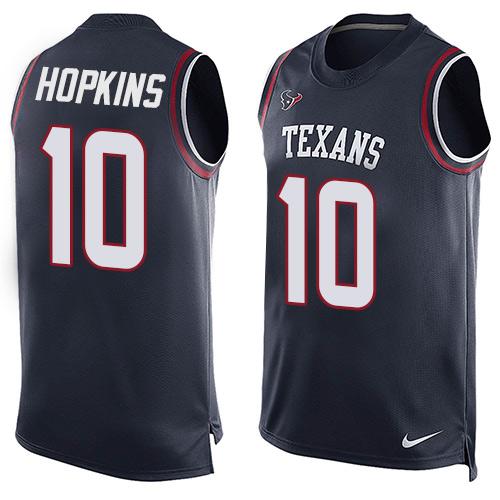 Nike Texans #10 DeAndre Hopkins Navy Blue Team Color Men's Stitched NFL Limited Tank Top Jersey - Click Image to Close